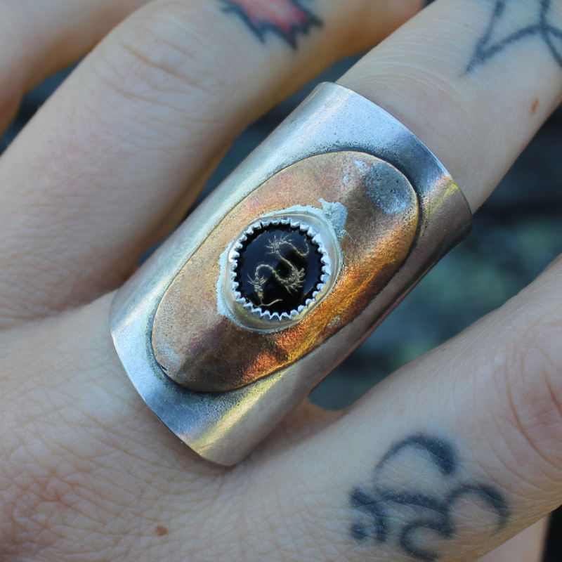 Dragon Spoon Ring (steel & brass)