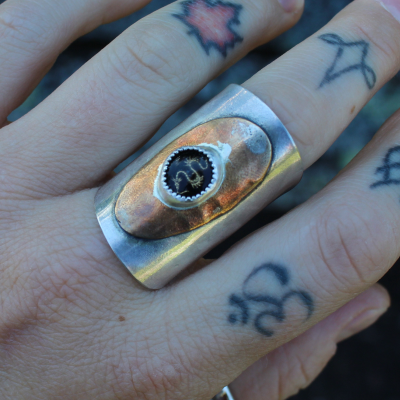 Dragon Spoon Ring (steel & brass)