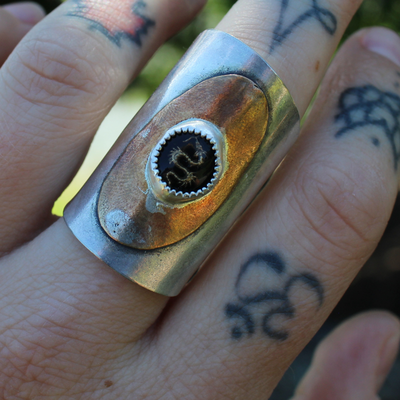 Dragon Spoon Ring (steel & brass)