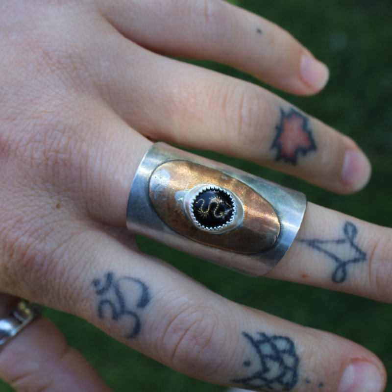 Dragon Spoon Ring (steel & brass)