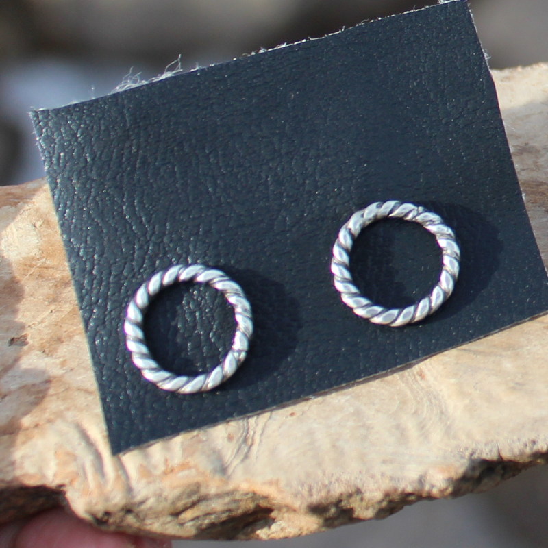 Silver Twist Circle Studs