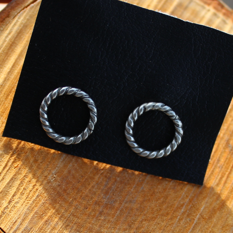 Silver Twist Circle Studs