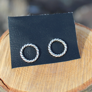 Silver Twist Circle Studs