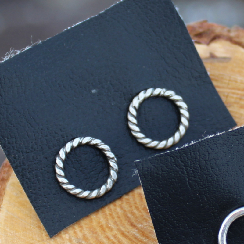 Silver Twist Circle Studs