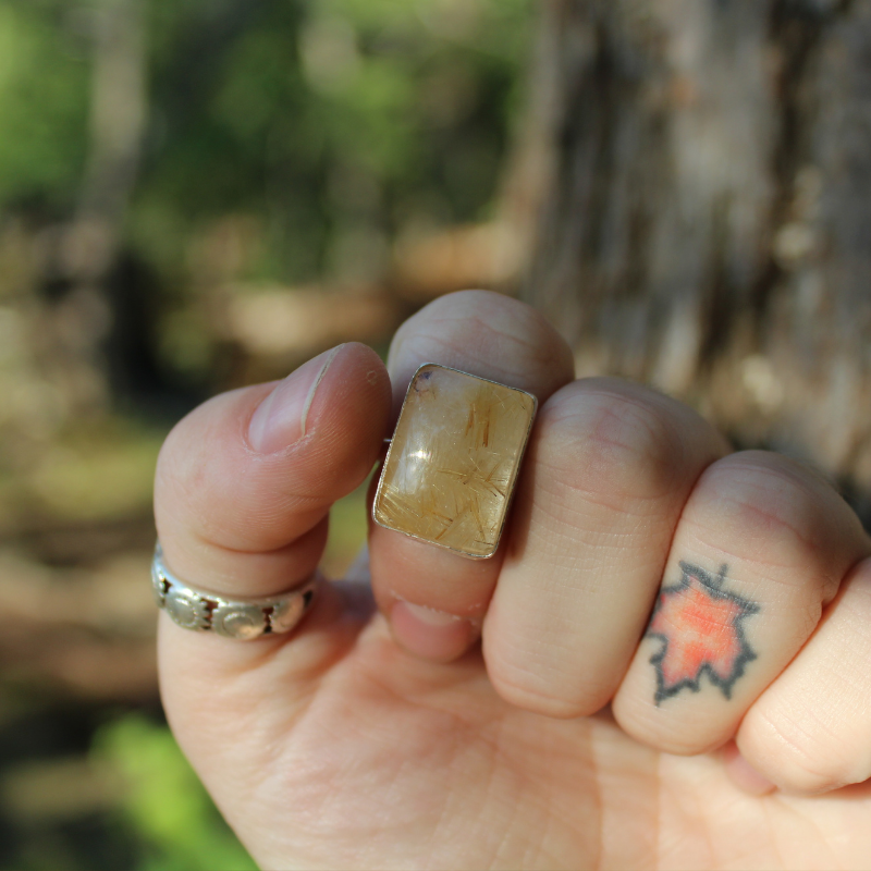 Rutilated Quartz Box Ring