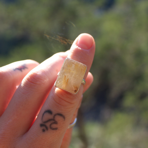 Rutilated Quartz Box Ring